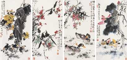 康宁 2003年作 梅兰竹菊 四屏